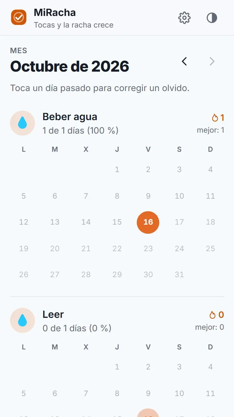 El mes en una cuadrícula por hábito